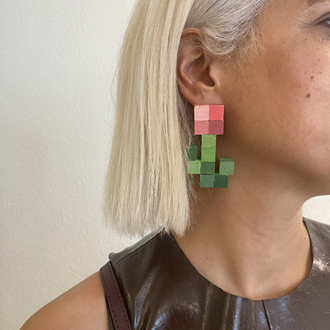 Wooden Heart Earring No: Rose