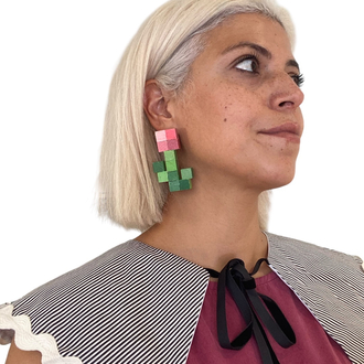 Wooden Heart Earring No: Rose