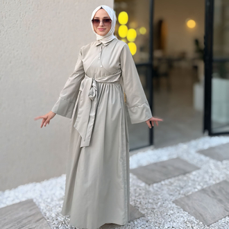 Kuşaklı Yeşil Elbise 