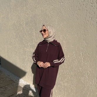 Yaka Detay Mürdüm Eşofman Takımı