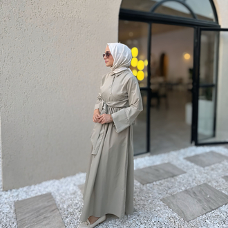 Kuşaklı Yeşil Elbise 