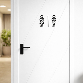Modern WC Kapı Simgesi | Minimal Kadın – Erkek Tabela