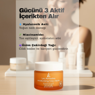 Su Bazlı Nemlendirici Yüz Kremi | Hyaluronik Asit + Niacinamide + Üzüm Çekirdeği Yağı