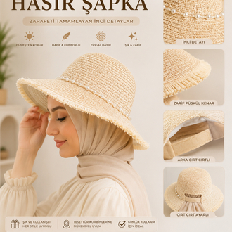 BÜYÜK BEDEN IŞILTILI HASIR ŞAPKA