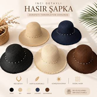 BÜYÜK BEDEN IŞILTILI HASIR ŞAPKA