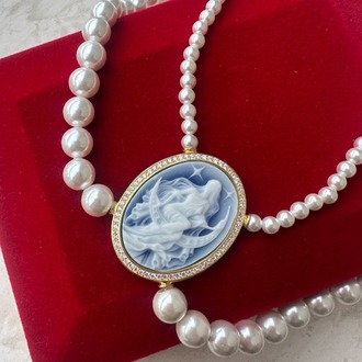 Akik Taşı İncili Özel Tasarım Kolye