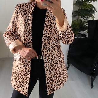 Leopar Desen Saten İç Astarlı Ceket