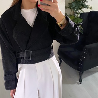 Siyah Chanel Kumaş Astarlı Düğmeli Ceket