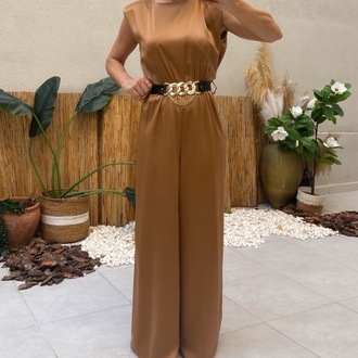 Camel Premium Saten Kemerli Bol Paça Tulum