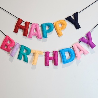 Renkli Keçelerden Happy Birthday Yazılı Doğum Günü, Parti Süsü 1