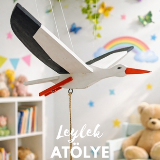 Ahşap Hareketli Leylek Dekor