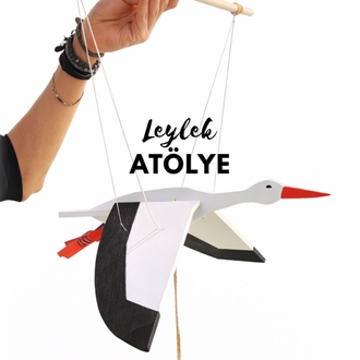 Ahşap Hareketli Leylek Dekor