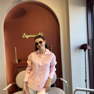 Pembe 3d çiçekli tül gömlek