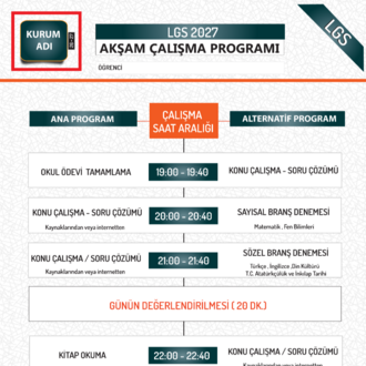 2027 LGS HAZIRLIK _ AKŞAM ÇALIŞMA PROGRAMI