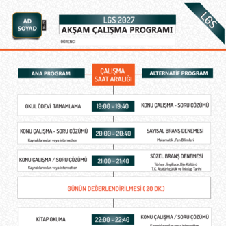2027 LGS HAZIRLIK _HAFTA İÇİ AKŞAM ÇALIŞMA PROGRAMI