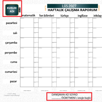2027 LGS HAZIRLIK _ HAFTALIK ÇALIŞMA RAPORU