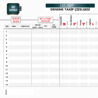 2027 LGS HAZIRLIK _ DENEME TAKİP ÇİZELGEM