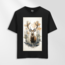 Unisex Oversize Geyik Tasarımlı T-Shirt 