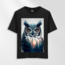 Unisex Oversize Baykuş Tasarımlı T-Shirt
