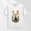 Unisex Oversize Geyik Tasarımlı T-Shirt 