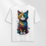 Unisex Oversize Kedi Tasarımlı T-Shirt (Sırt Baskılı)