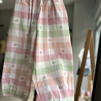 Kalp desenli balon pant yelek takım