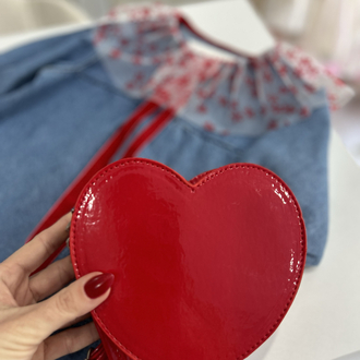 Denim tül yakalı elbise