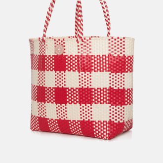 Sorbet Island- Woven Tote Bag/ Red