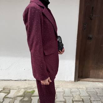 Parıltılı Bordo Takım