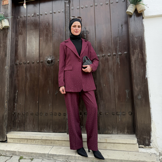 Parıltılı Bordo Takım