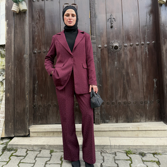 Parıltılı Bordo Takım
