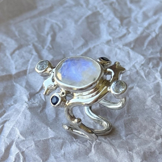 Moonstone sapphire snake yüzük