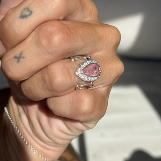 Lab made pink tourmaline sarmal yüzük