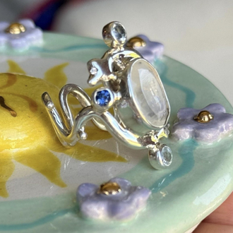 Moonstone sapphire snake yüzük