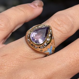Amethyst nightingale yüzük