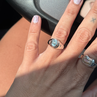 Blue topaz dikey mozanitli yüzük