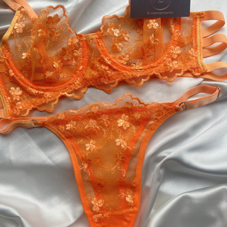 Neon turuncu bralet takım