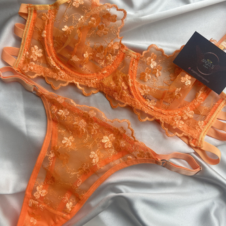 Neon turuncu bralet takım