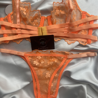 Neon turuncu bralet takım