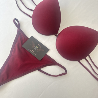 Bordo taşlı takım