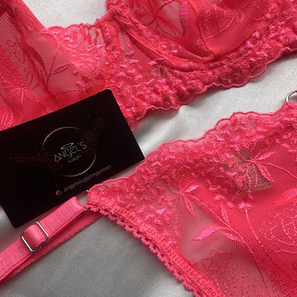 Neon pembe bralet takım