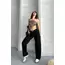 Palazzo straight enzim süper taş yıkama jeans pantolon siyah d2008