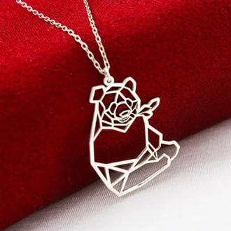 14K Altın Kaplama Kolye – Geometrik Panda Tasarımı