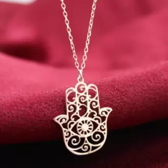 14K Altın Kaplama / Gümüş Hamsa El Kolye