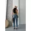 Mom fit kar yıkama bıyık detaylı jeans pantolon d2006