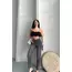 Mom fit enzim taş yıkama jeans pantolon füme d2006