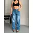 Baggy süper taş bıyık yıkama mavi jeans pantolon d2007