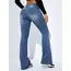 Kadın Yüksek Bel Cepli İspanyol Paçalı Kot Jeans Pantolon