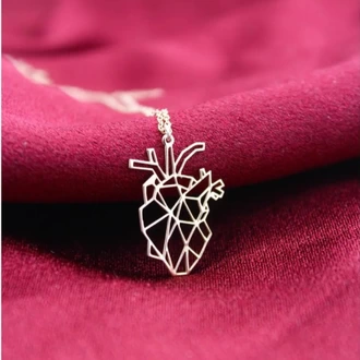 14K Altın Kaplama / Gümüş Anatomik Kalp Kolye