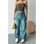 Baggy taş enzim bıyık yıkama jeans pantolon yeşil tint d2007
